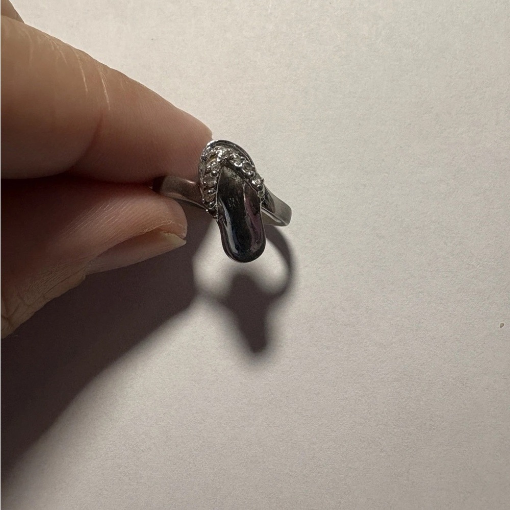 Sterling Silver .925 Flip Flop Sandal Ring – Unique Beach Style Sz 6 -approx - Picture 2 of 6